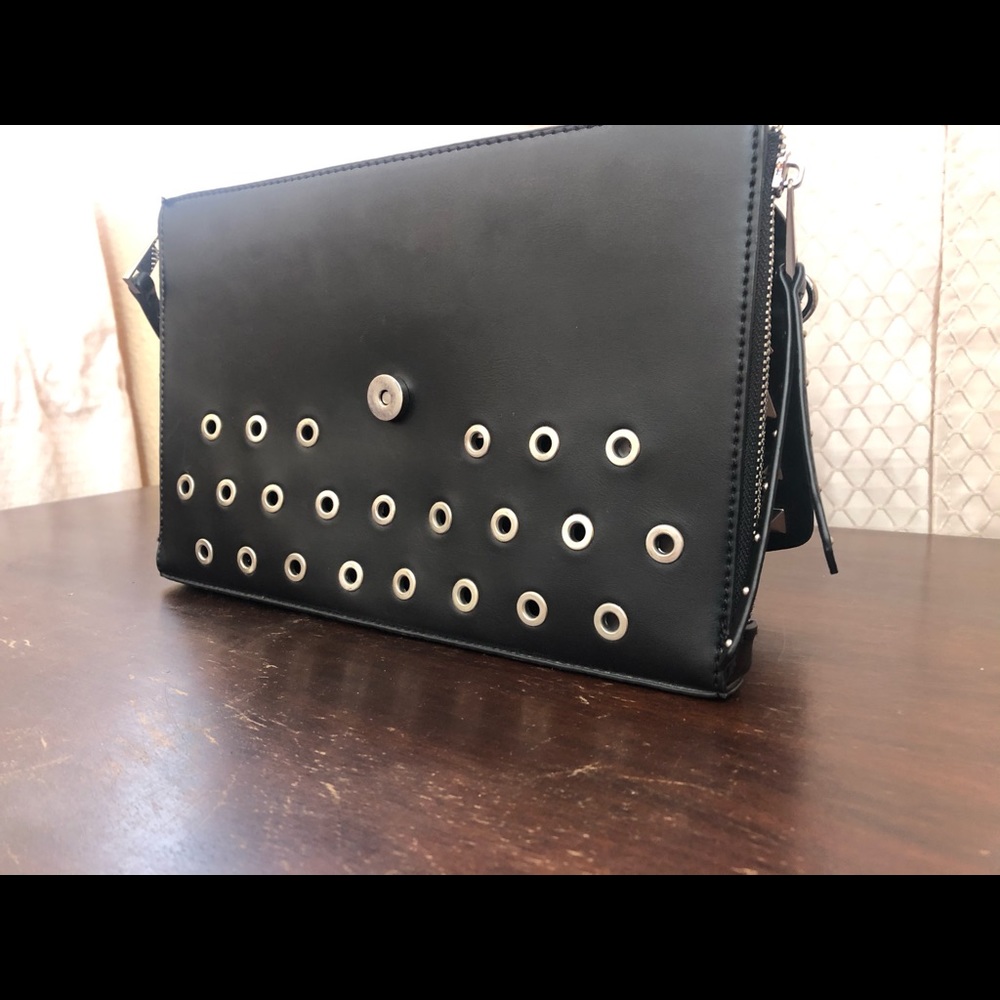Black Studded Envelope Clutch